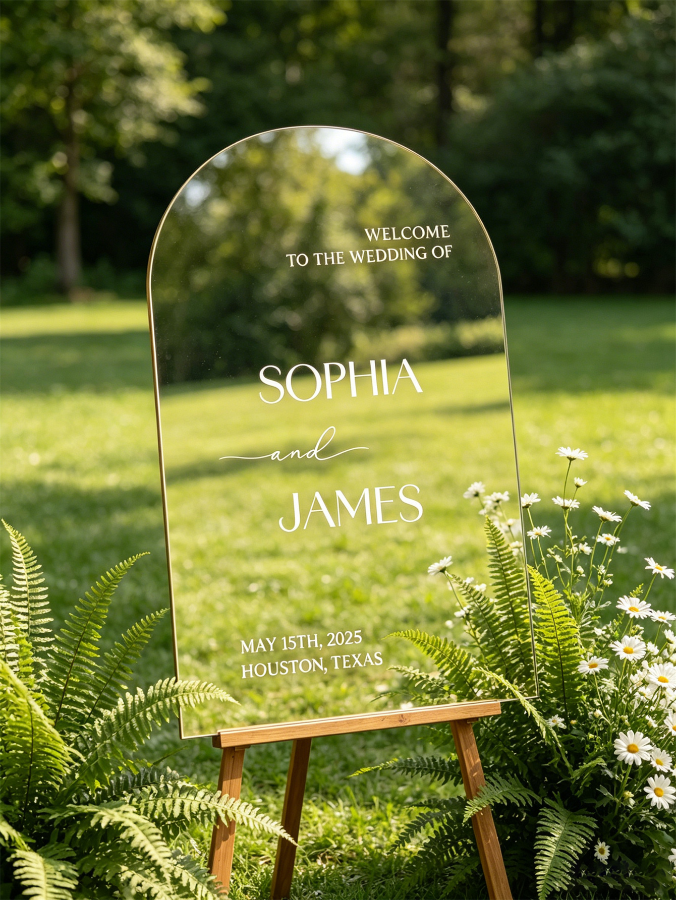 Mirror acrylic welcome signs, golden mirror wedding direction signs, custom wedding direction signs, ceremony welcome signs